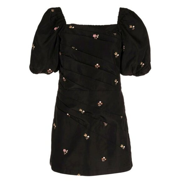 Sea Ny Women's Rubina Embroidered Taffeta Draped Mini Dress Size 4 (MSRP $425) - Picture 1 of 8